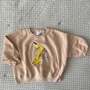 Zara Kids Beige Banana Graphic Sweatshirt